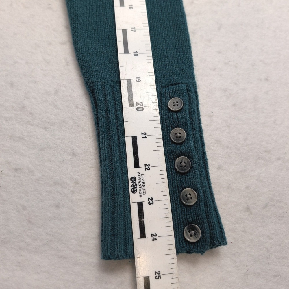 Banana Republic Cashmere Sweater Womens S Green Cable Knit Turtleneck Button - Picture 9 of 9